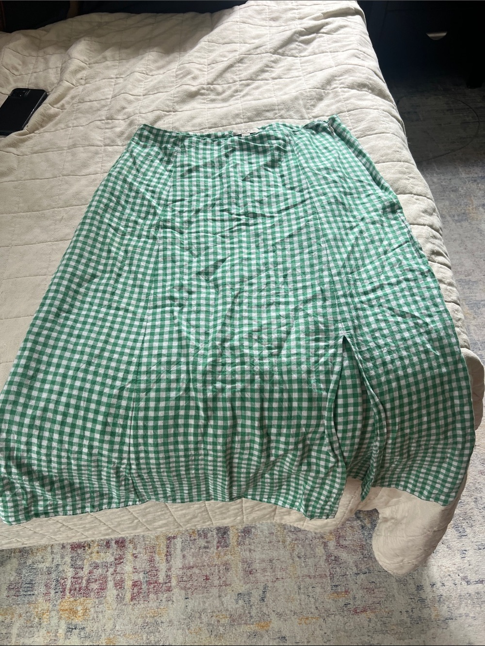 Linen gingham skirt